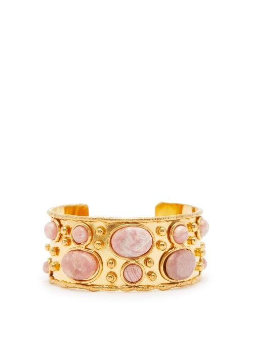 Matchesfashion.com Sylvia Toledano - Rhodochrosite & Quartz Hammered Cuff - Womens - Pink