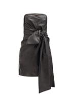 Matchesfashion.com 16arlington - Matsuko Knotted-front Leather Bandeau Dress - Womens - Black