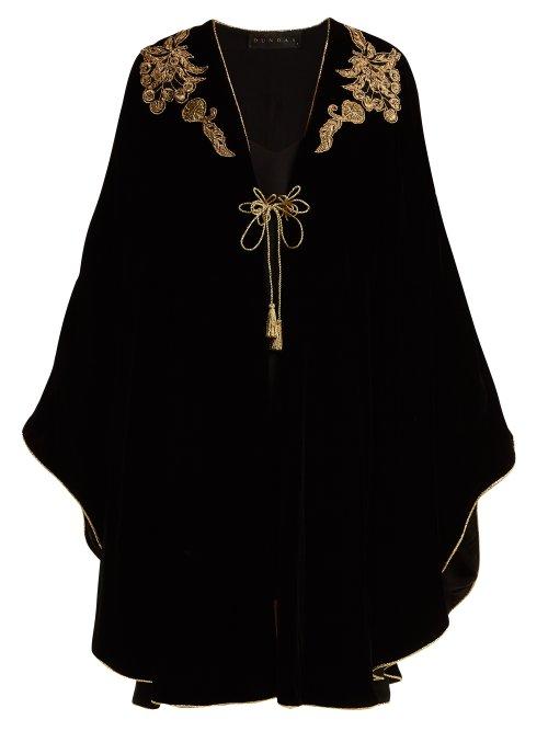 Matchesfashion.com Dundas - Bead And Sequin Appliqu Velvet Cape - Womens - Black Gold