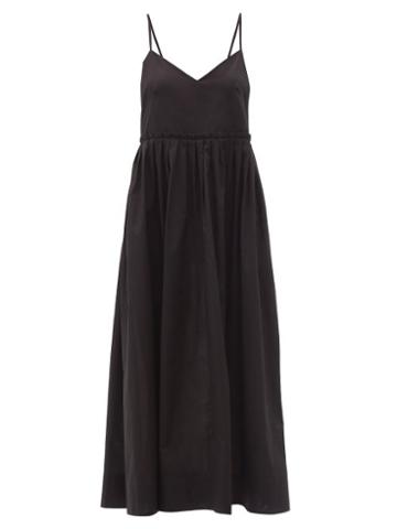 Ladies Beachwear Three Graces London - Aspen V-neck Cotton Midi Dress - Womens - Black