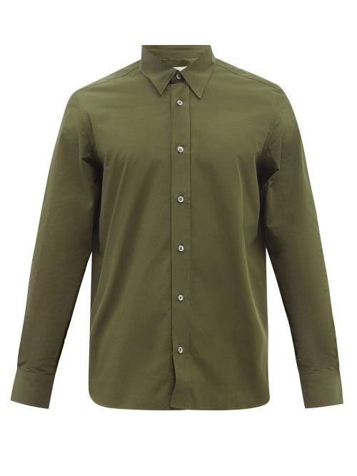 Studio Nicholson - Curved-hem Cotton-poplin Shirt - Mens - Khaki