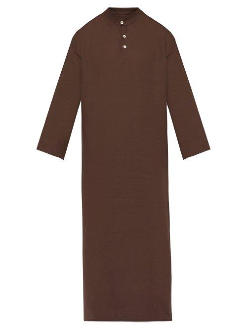 Matchesfashion.com Hecho - Agate Slubbed Linen Poplin Kaftan - Mens - Brown