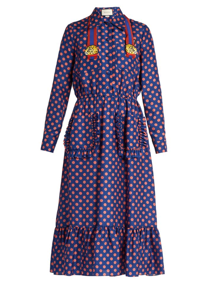 Gucci Polka-dot Print Silk Dress