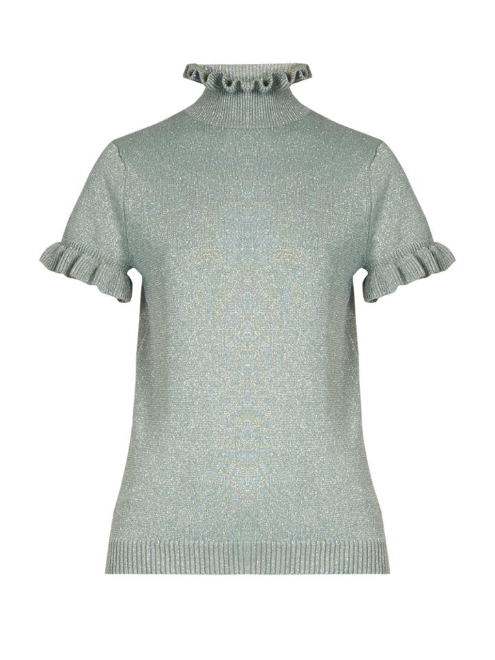 Shrimps Mary Frill-trimmed Wool-blend Top