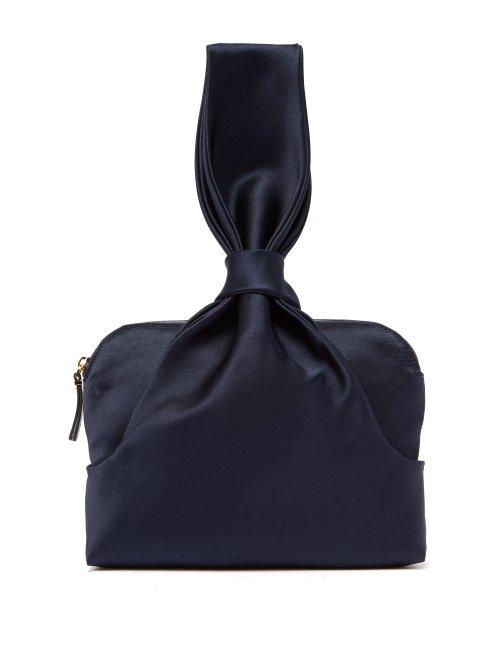 Matchesfashion.com The Row - Knotted Silk Satin Wristlet Clutch - Womens - Navy