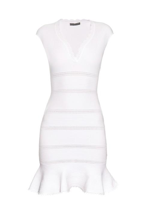 Alexander Mcqueen Cap-sleeve Cotton-blend Peplum Dress