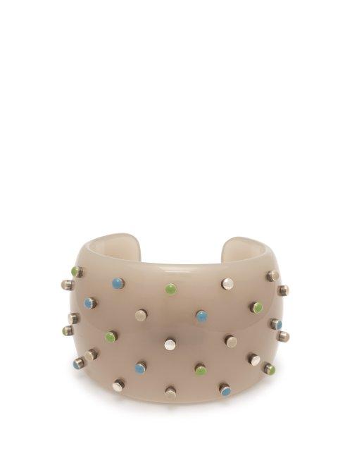 Matchesfashion.com Bottega Veneta - Wide Studded Cuff - Womens - Grey