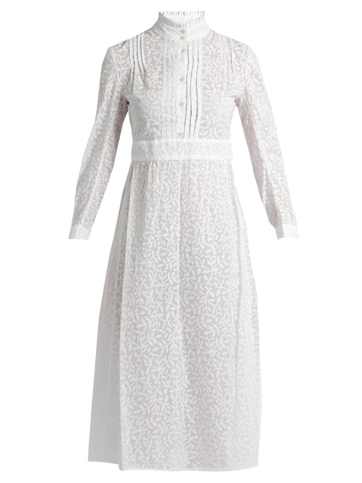 Thierry Colson Rebecca Leaf-print Cotton Shirtdress