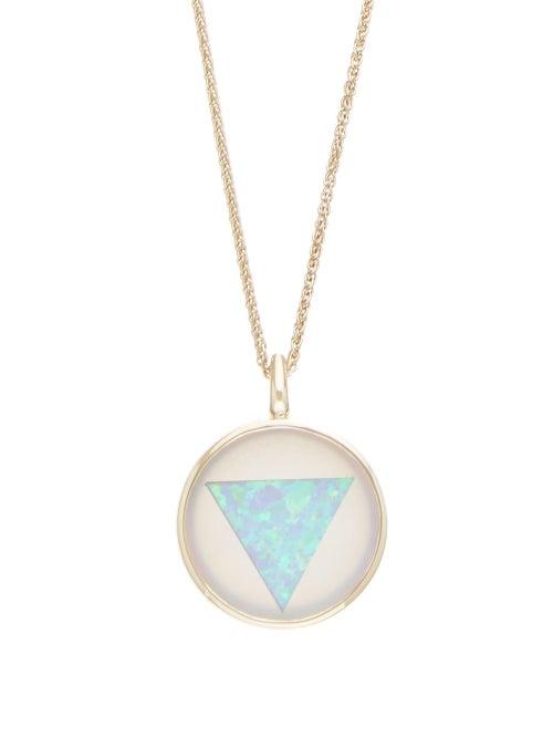 Matchesfashion.com Noor Fares - Ajna Grey Gold, Opal & Chalcedony Pendant Necklace - Womens - Blue