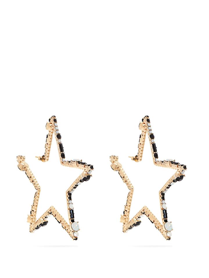 Valentino Star-shaped Crystal Hoop Earrings