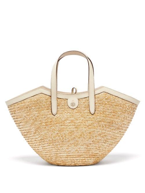 Matchesfashion.com Mark Cross - Madeline Leather And Straw Basket Bag - Womens - White Multi