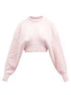 Alexander Mcqueen - Cropped Drop-shoulder Sweater - Womens - Light Pink
