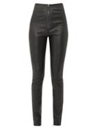 Matchesfashion.com Off-white - Logo Zip Front Leather Leggings - Womens - Black