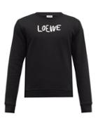 Mens Rtw Loewe - Logo-embroidered Wool-blend Sweatshirt - Mens - Black