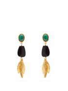 Matchesfashion.com Sylvia Toledano - Malachite Drop Clip Earrings - Womens - Green