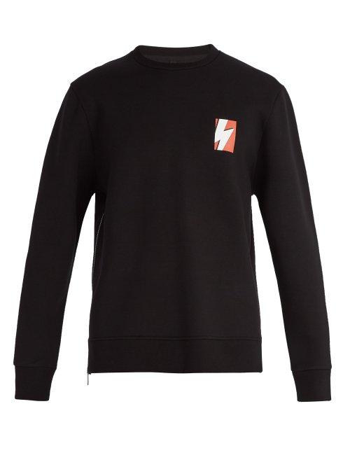 Matchesfashion.com Neil Barrett - Thunderbolt Jersey Blend Sweatshirt - Mens - Black Red
