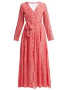 Matchesfashion.com Athena Procopiou - Mandrem Love Print Silk Crepe De Chine Dress - Womens - Red White