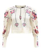Isabel Marant - Ciameli Floral-embroidered Silk Blouse - Womens - Ivory Multi