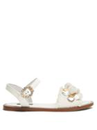 Matchesfashion.com Dolce & Gabbana - Crystal And Pompom Embellished Raffia Sandals - Womens - White
