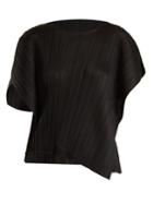 Pleats Please Issey Miyake Asymmetric Cap-sleeved Pleated Top