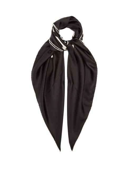 Matchesfashion.com Burberry - Logo Print Silk Faille Scarf - Womens - Black