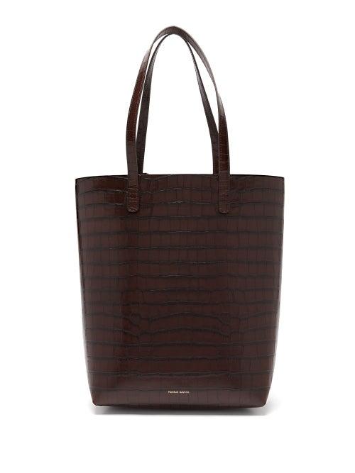 Matchesfashion.com Mansur Gavriel - Everyday Crocodile Embossed Leather Tote Bag - Womens - Dark Brown