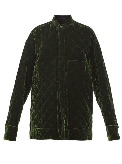 Matchesfashion.com Haider Ackermann - Oversized Quilted Cotton-blend Velvet Shirt Jacket - Womens - Green