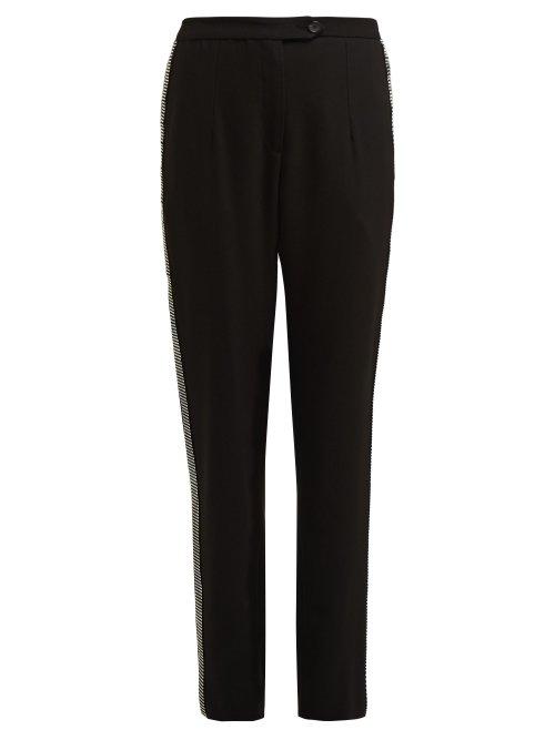 Matchesfashion.com Christopher Kane - Crystal Embellished High Rise Trousers - Womens - Black Multi