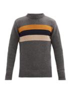 Matchesfashion.com Oliver Spencer - Blenheim Intarsia-striped Wool Sweater - Mens - Dark Grey