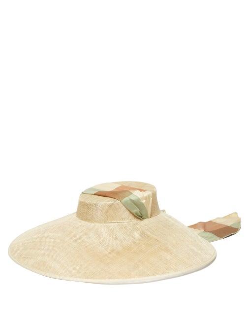 Matchesfashion.com Eliurpi - Checked Bandana Tie Straw Hat - Womens - Beige