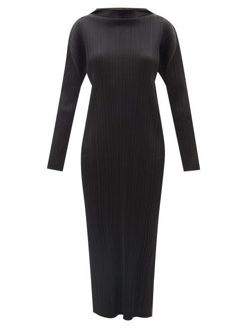 Pleats Please Issey Miyake - High-neck Technical-pleated Dress - Womens - Black