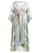 Matchesfashion.com D'ascoli - Bedouin Printed Cotton Kaftan - Womens - Blue Stripe