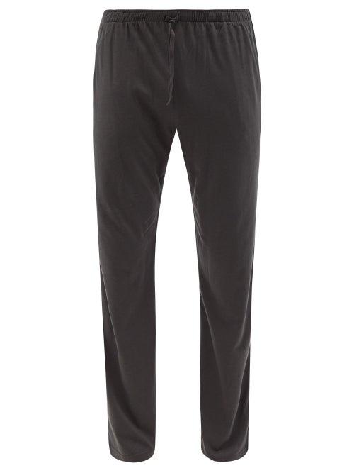 Sunspel - Drawstring-waist Cotton-blend Pyjama Trousers - Mens - Dark Grey