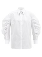 Matchesfashion.com Alexander Mcqueen - Balloon-sleeve Cotton-poplin Shirt - Womens - White