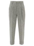Matchesfashion.com Ami - High-rise Checked Wool-blend Trousers - Womens - Black White
