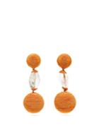 Matchesfashion.com Rebecca De Ravenel - Bon Bon Cord And Amethyst Clip Earrings - Womens - Orange