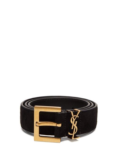 Matchesfashion.com Saint Laurent - Ysl Suede Belt - Womens - Black