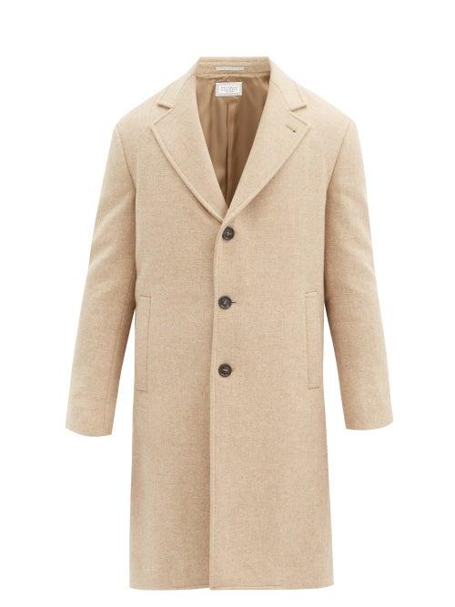 Matchesfashion.com Brunello Cucinelli - Single-breasted Wool Coat - Mens - Beige