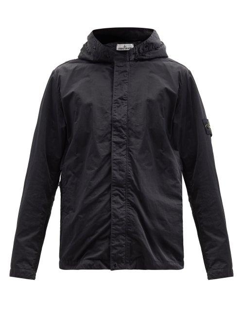 Matchesfashion.com Stone Island - Logo-patch Garment-dyed Hooded Shell Jacket - Mens - Black