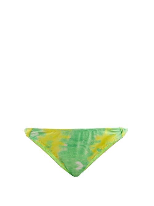 Ladies Beachwear Ganni - Abstract-print Recycled-fibre Bikini Briefs - Womens - Green Multi