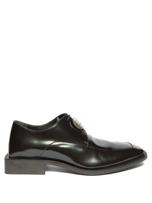 Matchesfashion.com Balenciaga - Logo-plaque Patent-leather Derby Shoes - Mens - Black Silver
