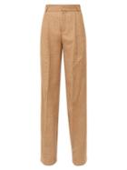 Matchesfashion.com Chlo - High-rise Checked Twill Flared Trousers - Womens - Brown Multi