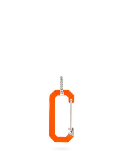 Matchesfashion.com Era - Chiara Big Diamond & 18kt Gold Single Hoop Earring - Womens - Orange