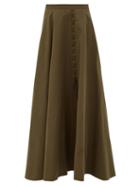 Matchesfashion.com Brock Collection - Ramerino Laced Slubbed Cotton-blend Canvas Skirt - Womens - Khaki