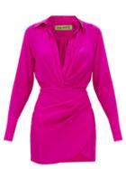 Gauge81 - Naha Draped Silk Mini Dress - Womens - Pink