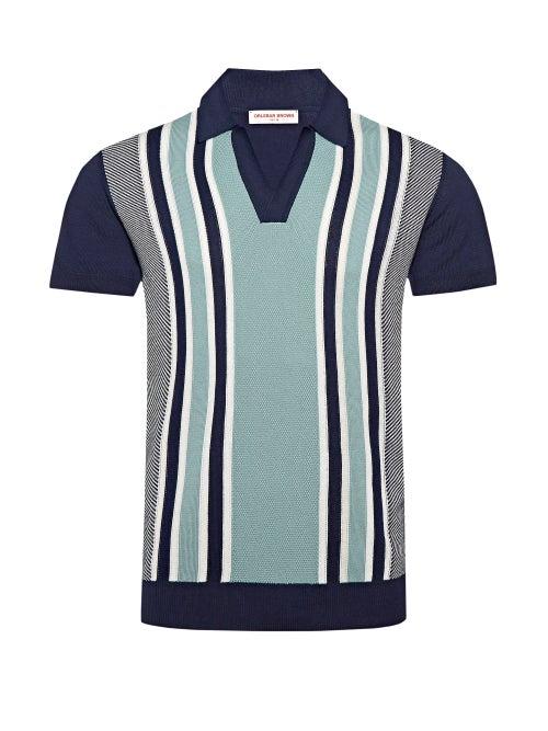 Orlebar Brown - Edmund Open-collar Striped Cotton Polo Shirt - Mens - Blue Multi