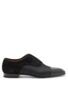 Matchesfashion.com Christian Louboutin - Alpha Male Suede And Chevron-twill Oxford Shoes - Mens - Black