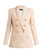 Matchesfashion.com Balmain - Long Double Breasted Wool Blazer - Womens - Light Pink