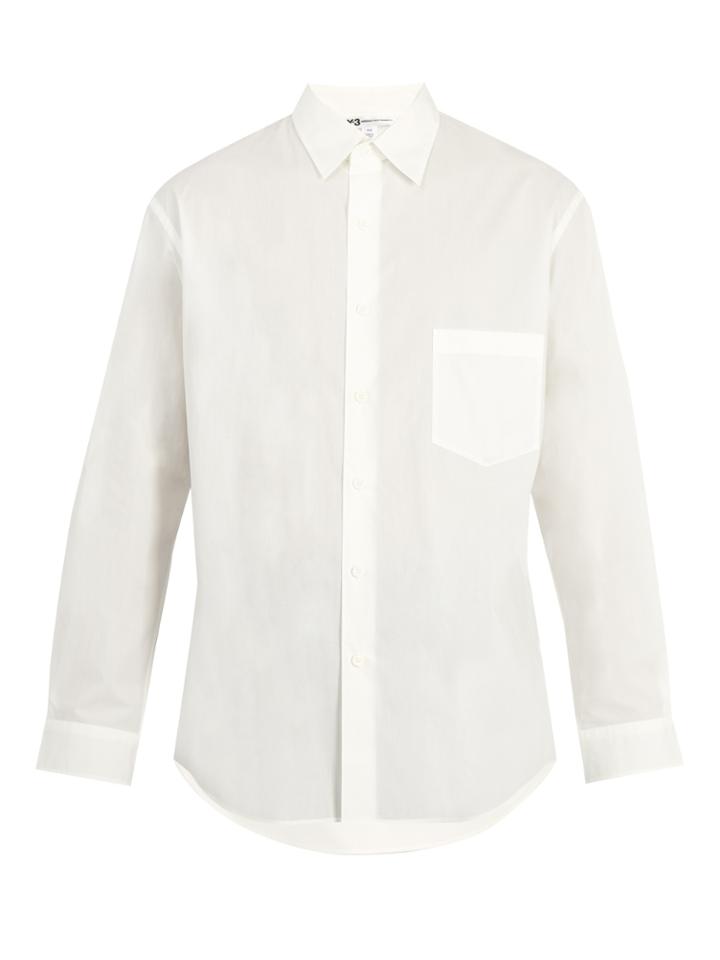Y-3 Back-print Cotton-poplin Shirt