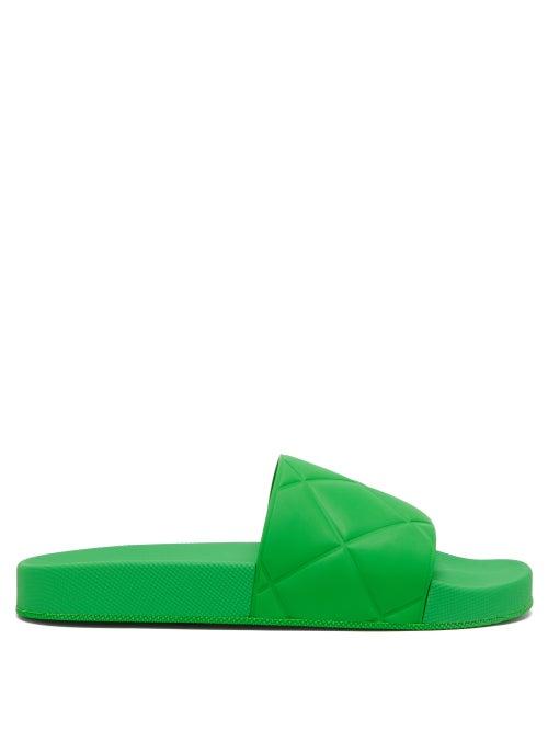 Bottega Veneta - The Slider Intrecciato-debossed Rubber Slides - Womens - Green